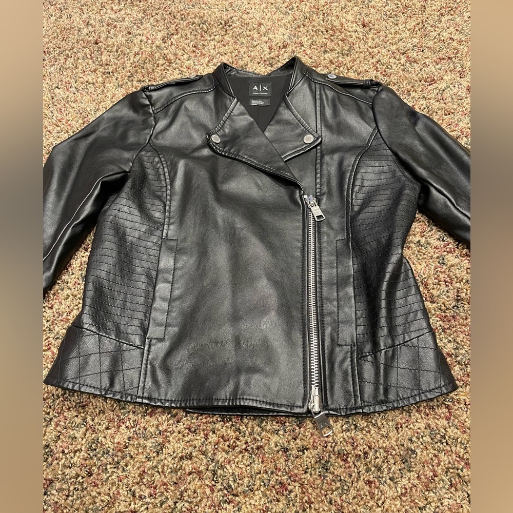 Armani Exchange leather jacket. Black,size medium women
